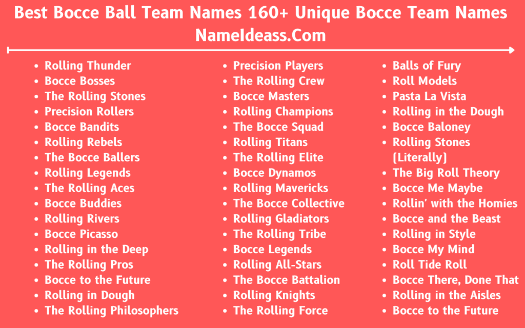 Bocce Ball Team Names